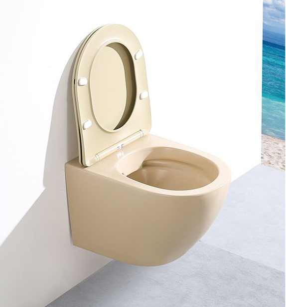 beige matt color wall hung toilet