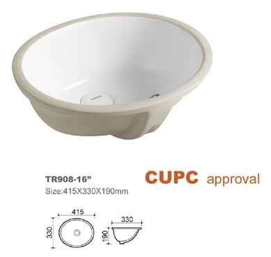 china 16 inch under counter wash basin for project