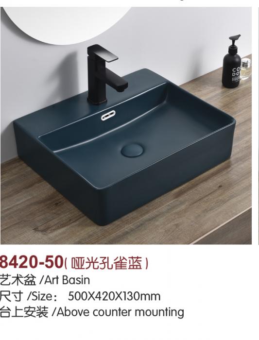 Roca style matt blue art wash basin