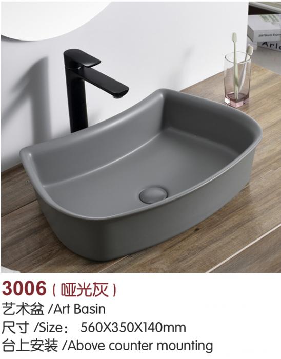 stylish matt grey shape art wash basin