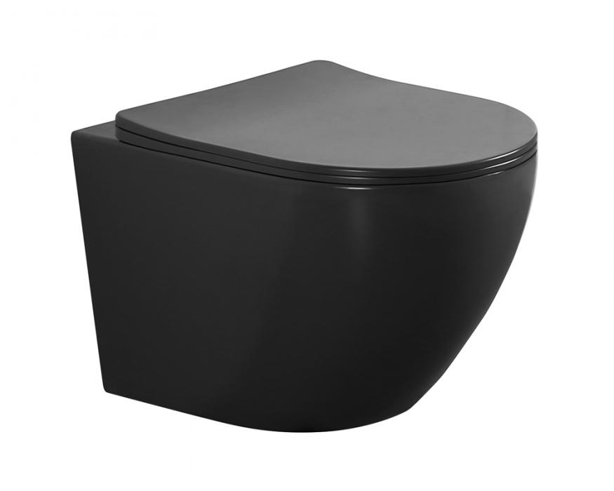 Matt black color wall hung toilet