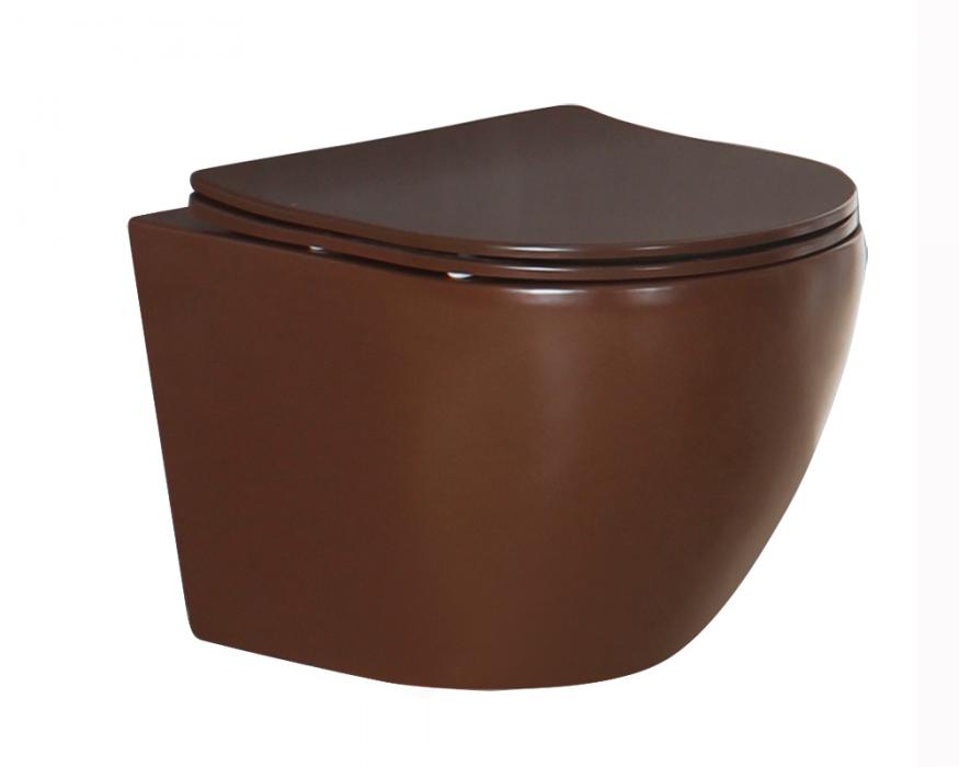 Matt brown color wall hung toilet