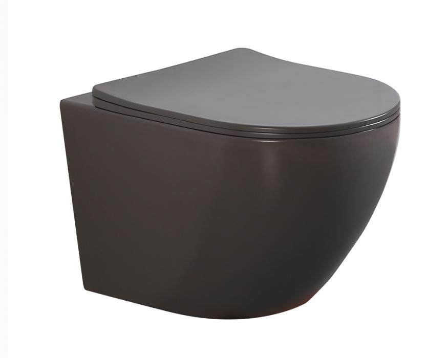 Matt dark grey color wall hung toilet