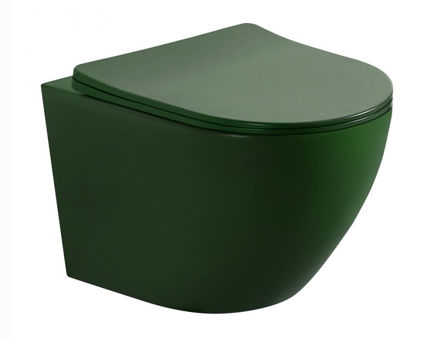 Matt dark green color wall hung toilet