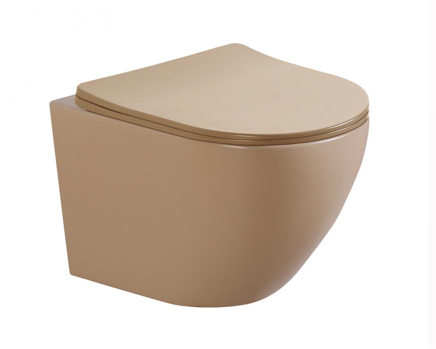 beige matt color wall hung toilet