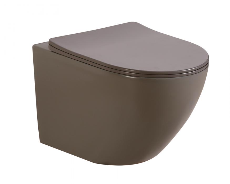 Matt dark grey color wall hung toilet