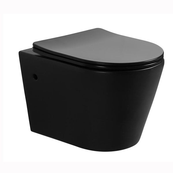 Matt black color wall hung toilet