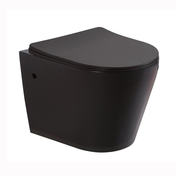 Matt black color wall hung toilet